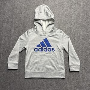 Adidas Hooded Sweatshirt Youth Small 5 Gray/Blue Long Sleeve Hoodie